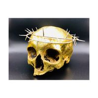 silver thorn crown - 24 kt gold leaf human skull