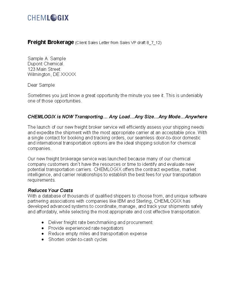 Chemlogic Sales Letter Page 1