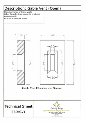 Concrete Gable Vents Open SBD/GV1