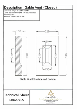 Concrete Gable Vent Closed SBD/GV1A