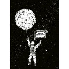Wenskaart Astronaut Happy Birthday