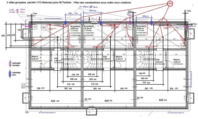 Plan des canalisations sous radier