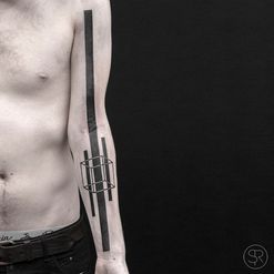 geometric minimal sleeve tattoo