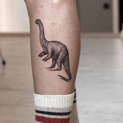 dinosaur Fine Line Micro Tattoo