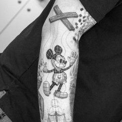 disney mickey mouse Fine Line Micro Tattoo
