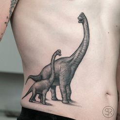 fine line brontosaurus tattoo