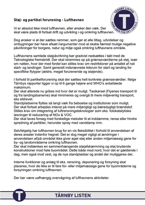 Støj- og partikel forurening - Lufthavnen