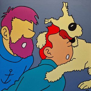 Tintin og Kaptajn Haddock maleri - popart - Tintin maleri 