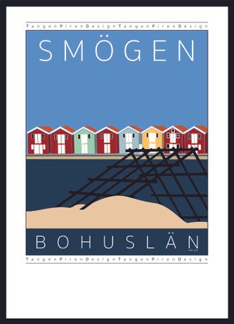 Smögen med vadbock och sjöbodar storlek 50x70 cm