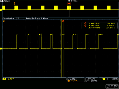 SK6812RGBW - 0 code high - T0H - level 380 nS