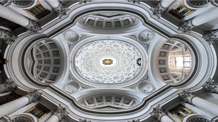 Interior Dome of San Carlo alle Quattro Fontane (Rome), 1638-1677 A.D., by Francesco Borromini