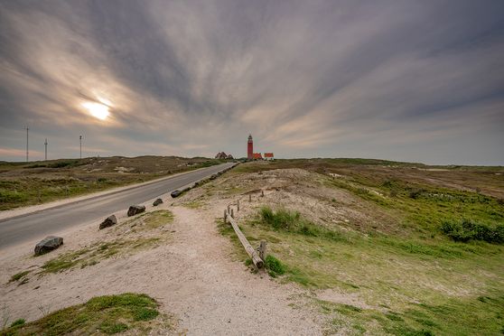 Vuurtoren grijze mooie zonsondergang 