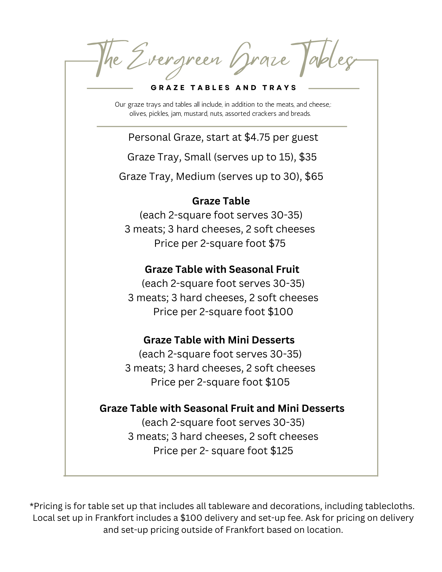 Table Plus Menu Catering Menus | theevergreenfrankfort.com
