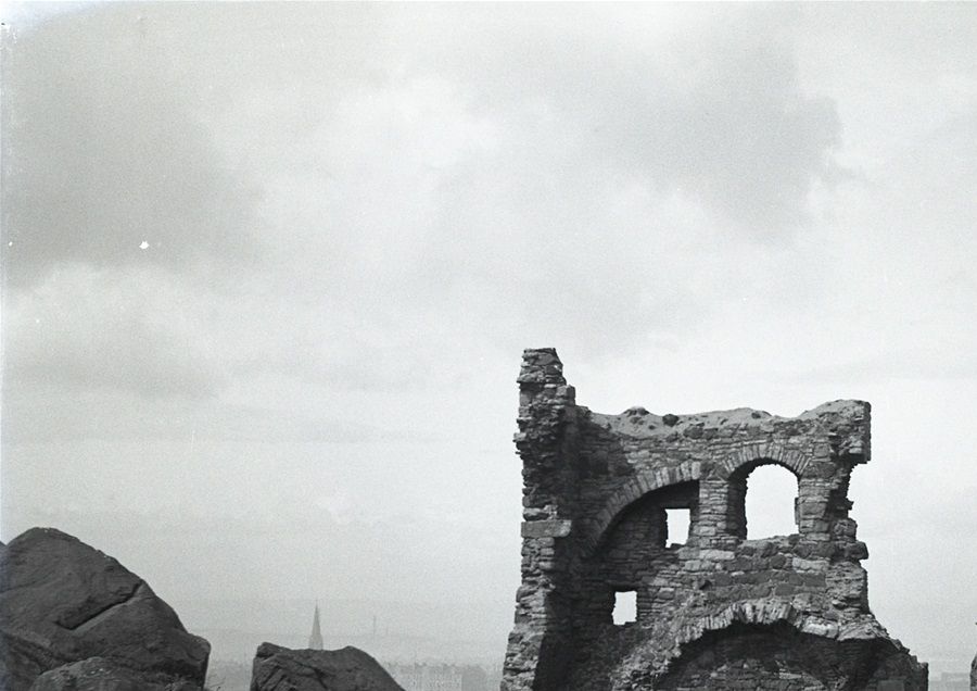 St Anthony's Chapel, below Arthur's Seat in Edinburgh, looking north.