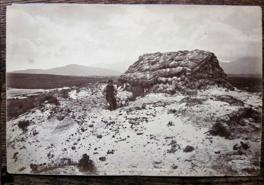 A Lobster Fisher's Hut, S.Uist. A photograph by George Washington Wilson. A remarkable structure, emerging out of the land. It is not clear whether this is simply for storage, or his home.