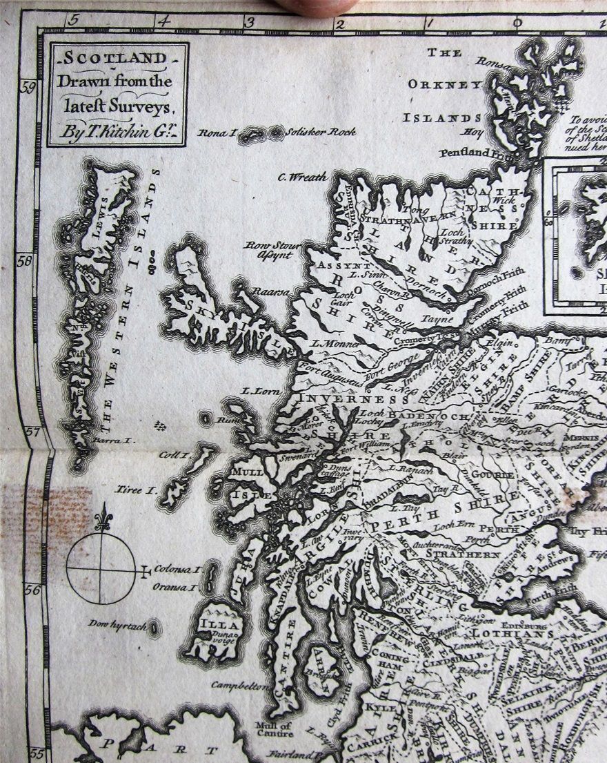 The map of Scotland from T. Kitchin's Geographia Scotiae, 1756.