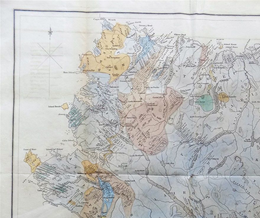 Geognostical Map of Sutherland, by Robert Hay Cunningham, 1841.