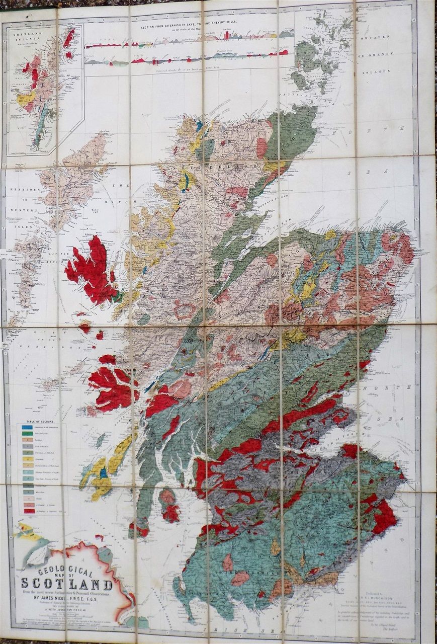 Geological Map of Scotland by James Nicol, 1858.
