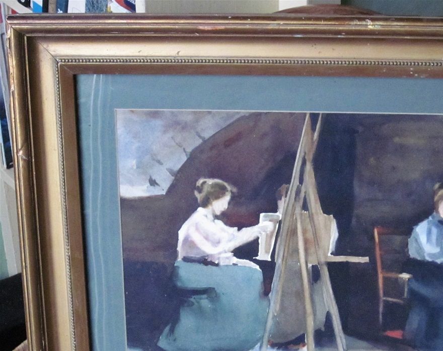 Three ladies painting at Dalzell House, Motherwell. Artist unknown.
