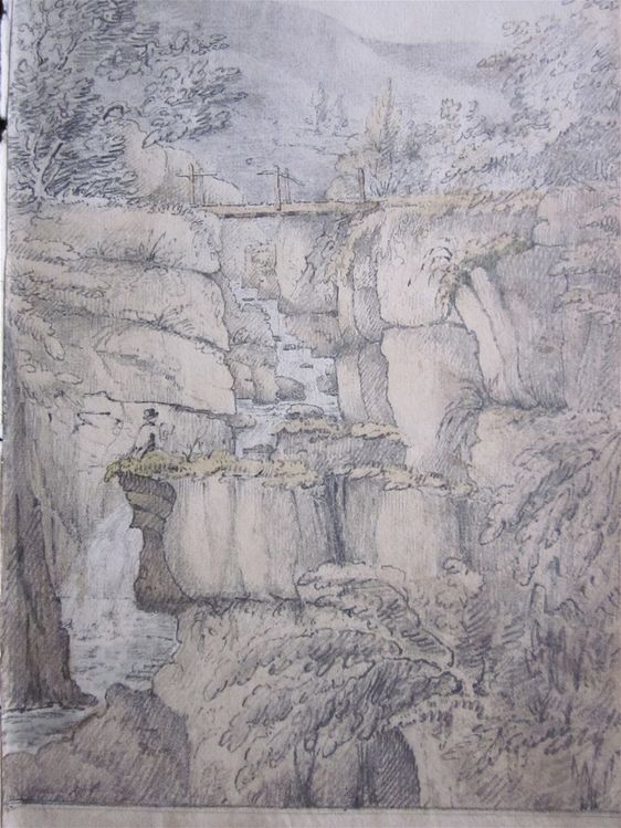 Artist at the Bracklinn Falls, painter unknown.