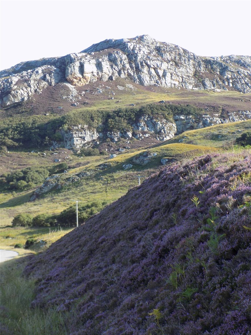 Ben Arnaboll, from the Durness to Tongue road. The Lapworth sections can be seen where there is a short section of lighter, yellow rock.