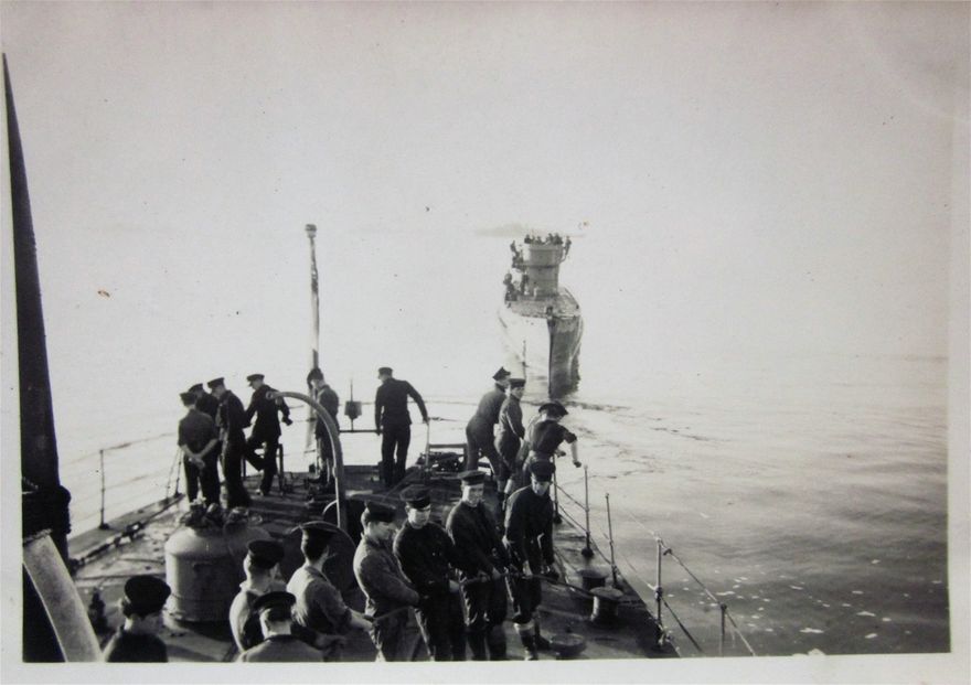 A U-boat in tow.