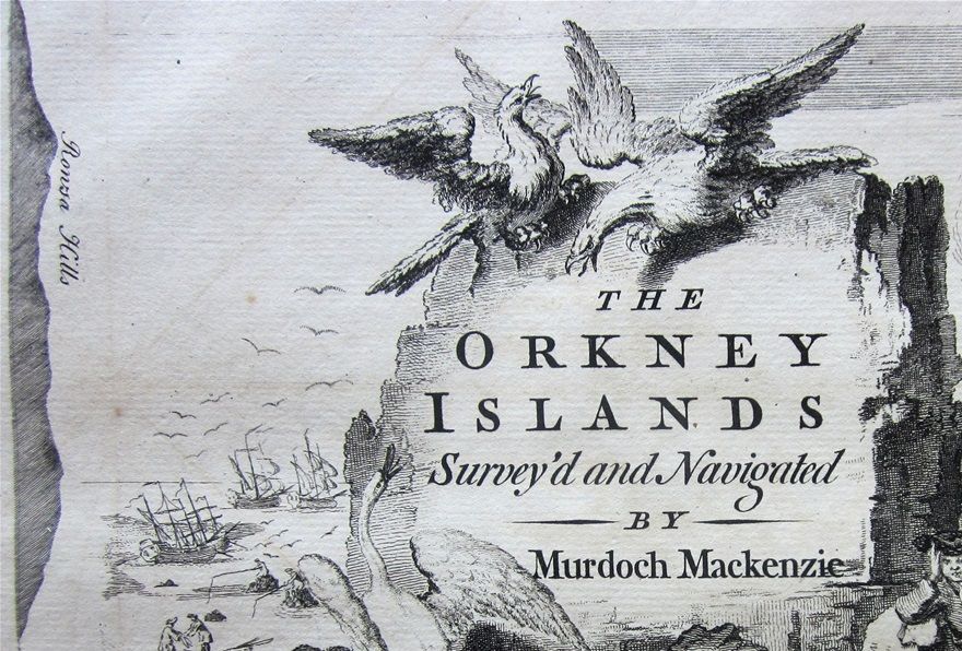 Title cartouche of the first map in Mackenzie's 'Orcades', 1750.