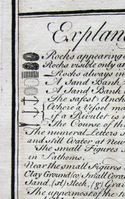 The key to the second map shows the sort of detail the charts provide for the sailor.