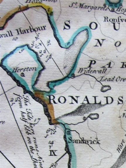Detail of the area to the north of the Pentland Skerries, showing the help the charts provide for the mariner picking his way through the Pentland Firth.