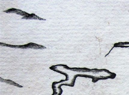 Detail from Mackenzie's map of the North Part of Long-Island (Lewis), showing the rock Skerinoe in the wrong position.