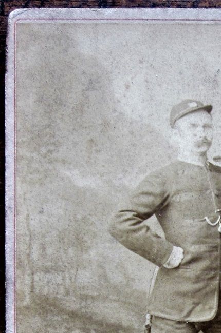 A cabinet card taken by D. Whyte in Inverness. The proud owner of the 'penny-farthing' is perhaps a railway employee, or a postman. I am not sure how practical such a machine would be on the roads of the far north!