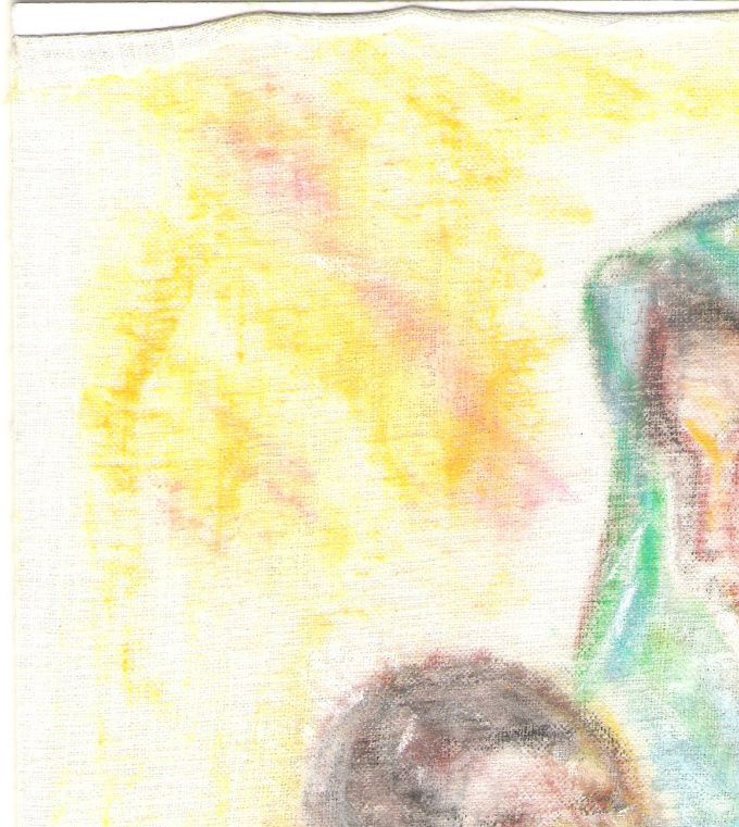 Maureen's painting of Mary and Jesus- she painted this on cotton material.