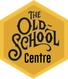 Yellow hexagon with black, old-fashioned text saying The Old School Centre