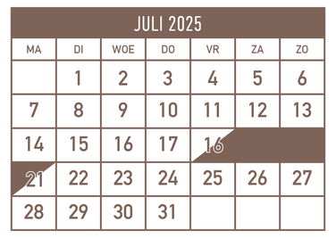 CHALET kalender JULI 2025