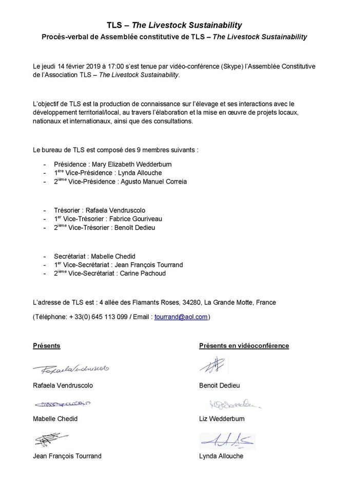 Official Report of Constitutive Assembly (Procès verbal de l'Assemblée Constitutive) 2019/02/14 -