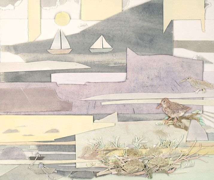 10 grader norrut, collage, 27 x 32,5 cm