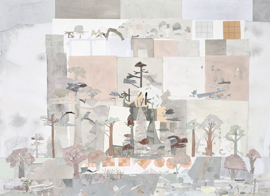 Årstider, collage, 69 x 95 cm.