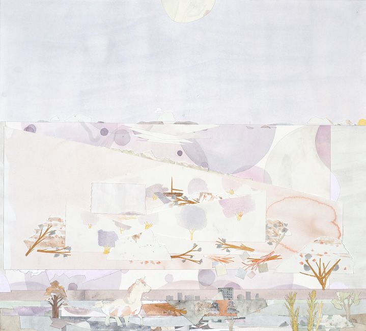 Delad sjö, collage, 64 x 70 cm.