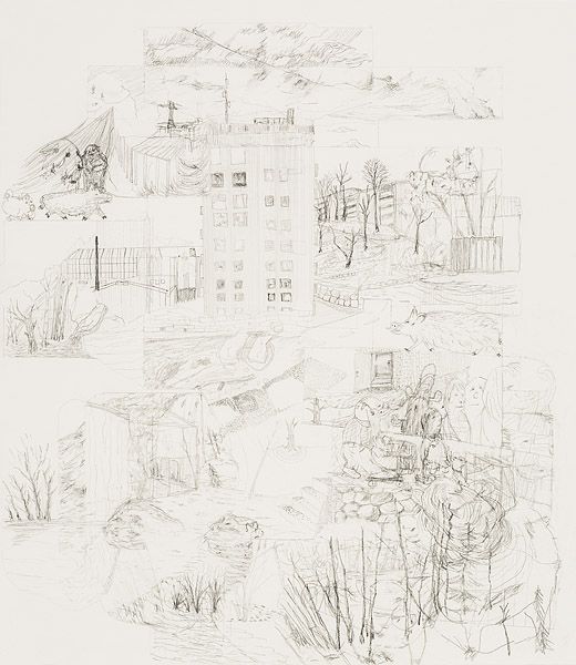 Hela vägen hem, blyerts, 44 x 38 cm, foto: Nils Agdler