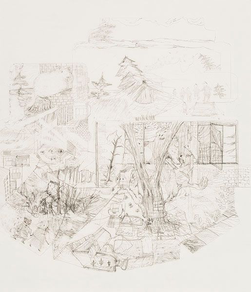 In till husen, blyerts, 44 x 38 cm, foto: Nils Agdler