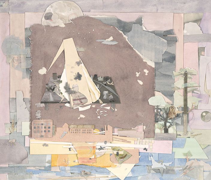 Ljuset vänder, collage, 53 x 63 cm