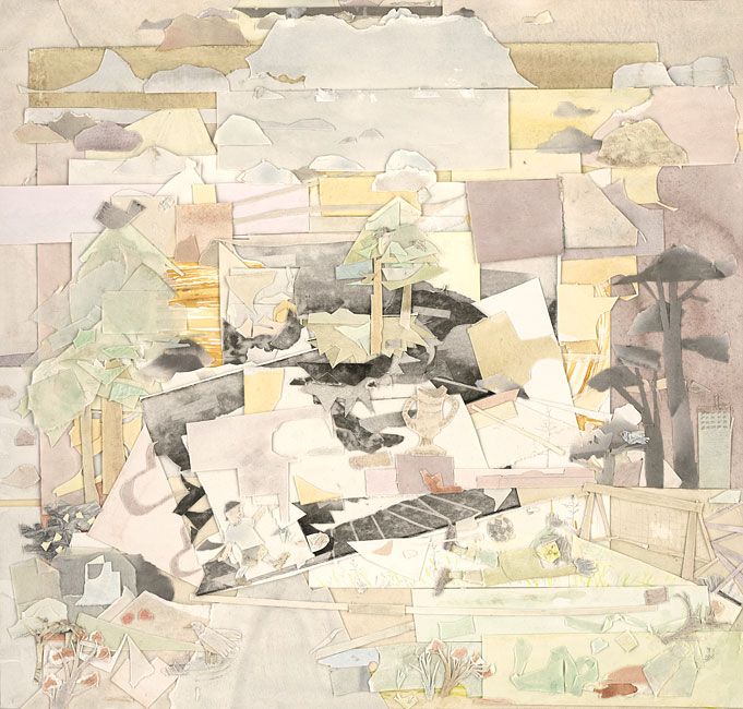 Sommarlekar, collage, 53 x 56 cm