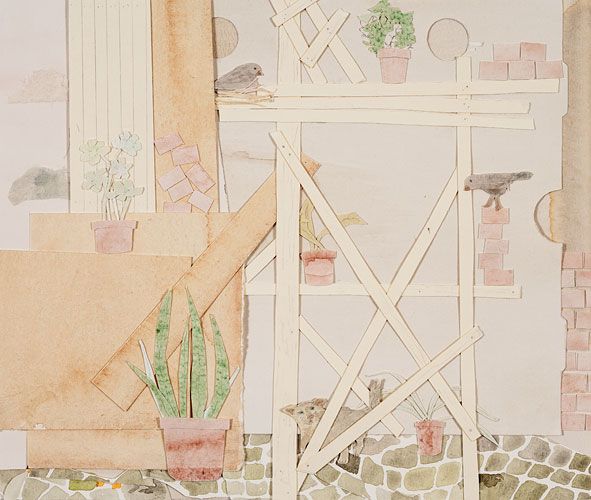 Trädgårdsbild, collage, 27 x 32 cm, foto: Nils Agdler