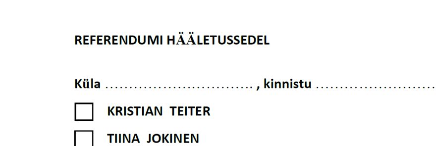 Sedel juhuks kui soovite hääletada kirjalikult - trükkida, välja lõigata, täita ja kinnises ümbrikus edastada (vt ülalt 