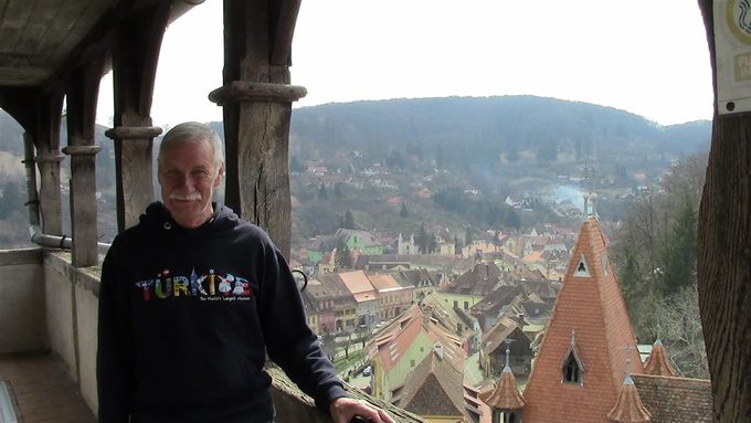 View from the top of the tower, with Dodgy geezer.