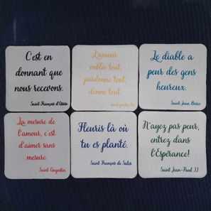 Sous-verre "phrases de saints" 10€