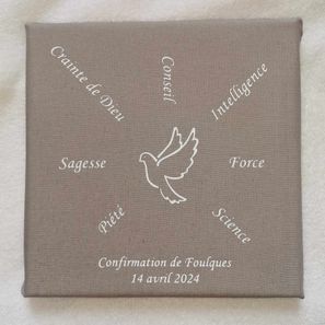 Toile "confirmation" personnalisée gris 15€