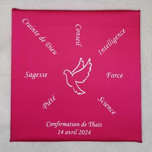 Toile "confirmation" personnalisée 15€ (rose fuchsia)