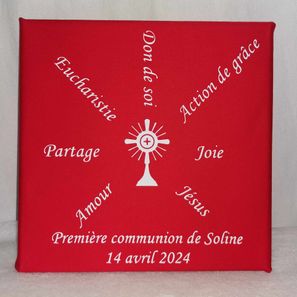 Toile "confirmation" personnalisée rouge 15€