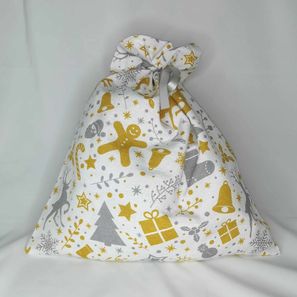 Sac cadeau tissu "Or et argent"